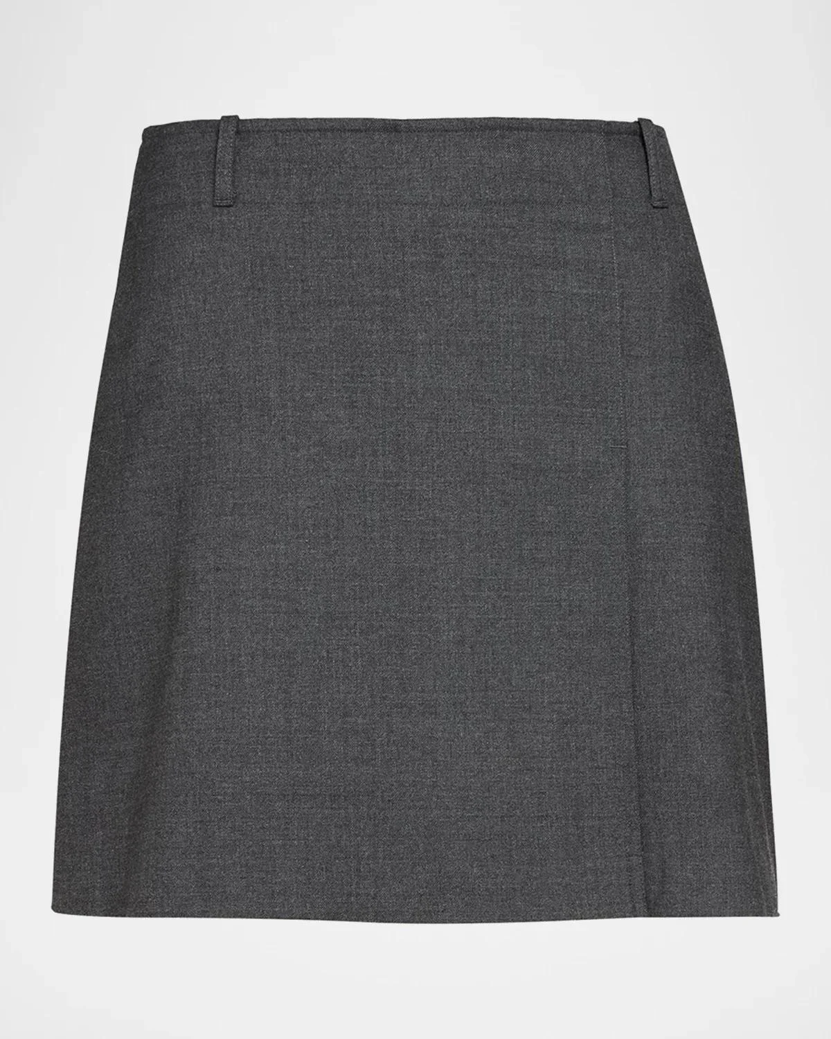 Pleated Wool-Blend Mini Skirt - 1