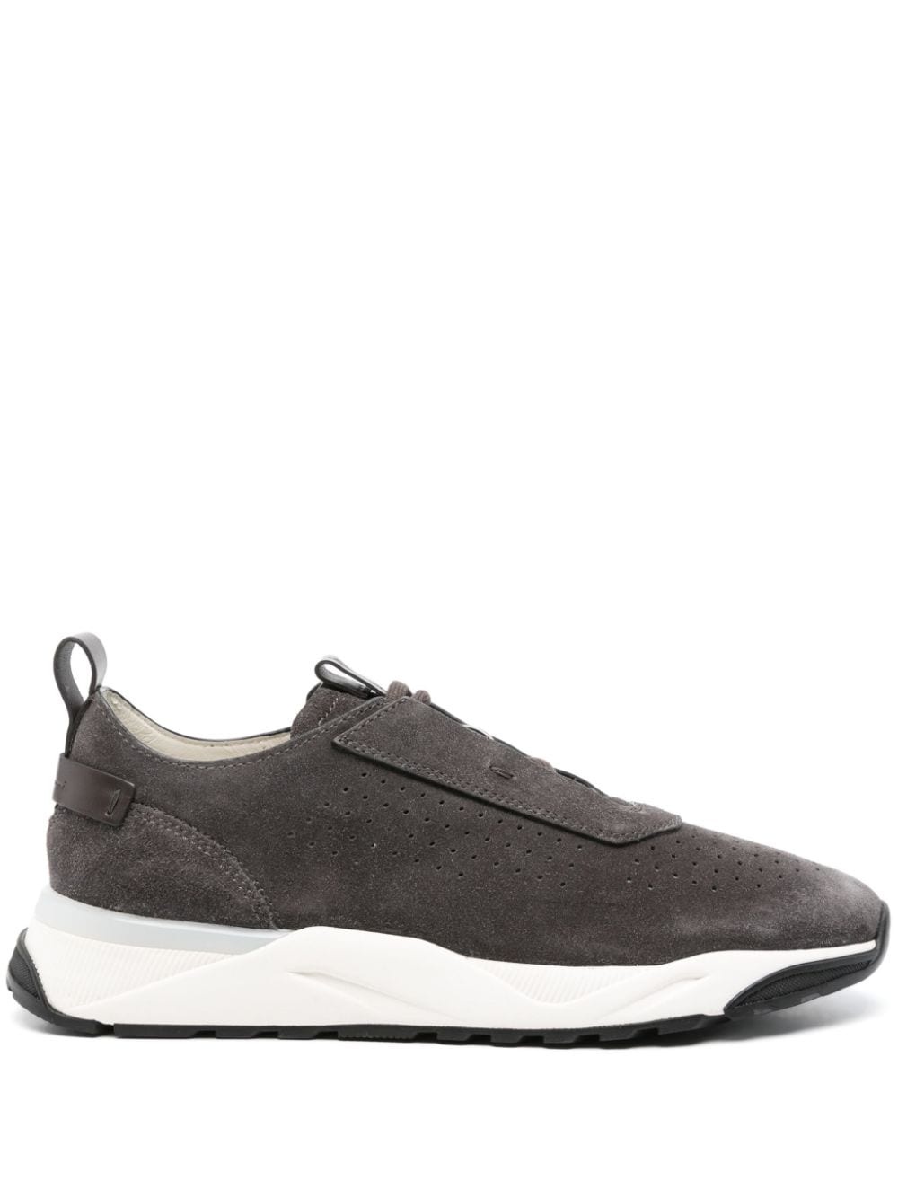 perforated suede sneakers - 1