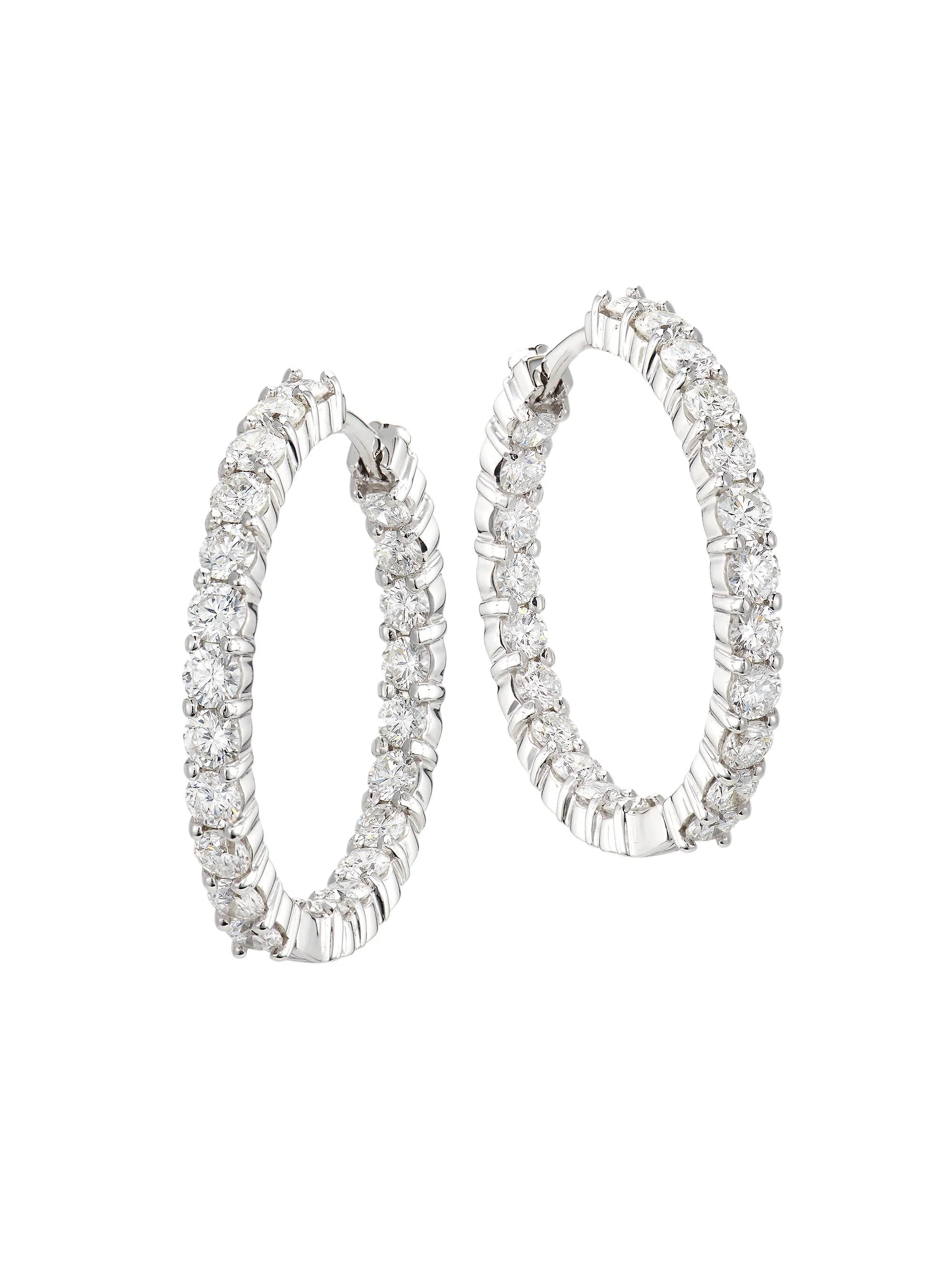 Women's 18K White Gold & 3.43 TCW Diamond Inside-Out Hoop Earrings/28MM - White Gold - 1