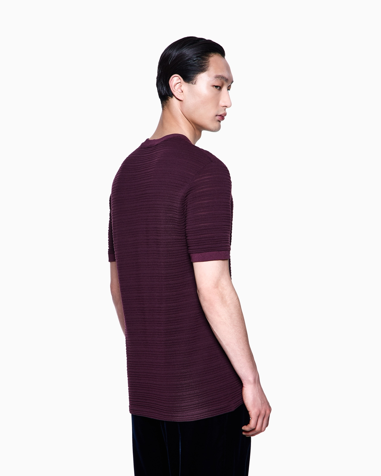 WOOL JERSEY CREW-NECK T-SHIRT WITH A STRIPED MOTIF - 3