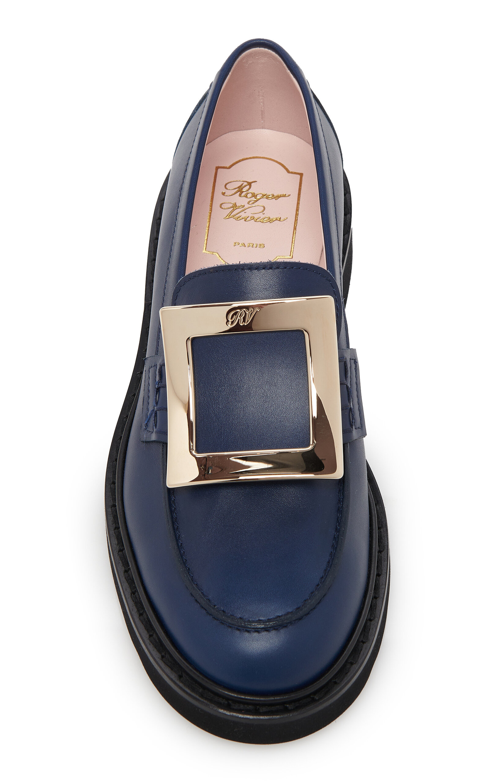 Viv Rangers Buckle Leather Loafers navy - 6