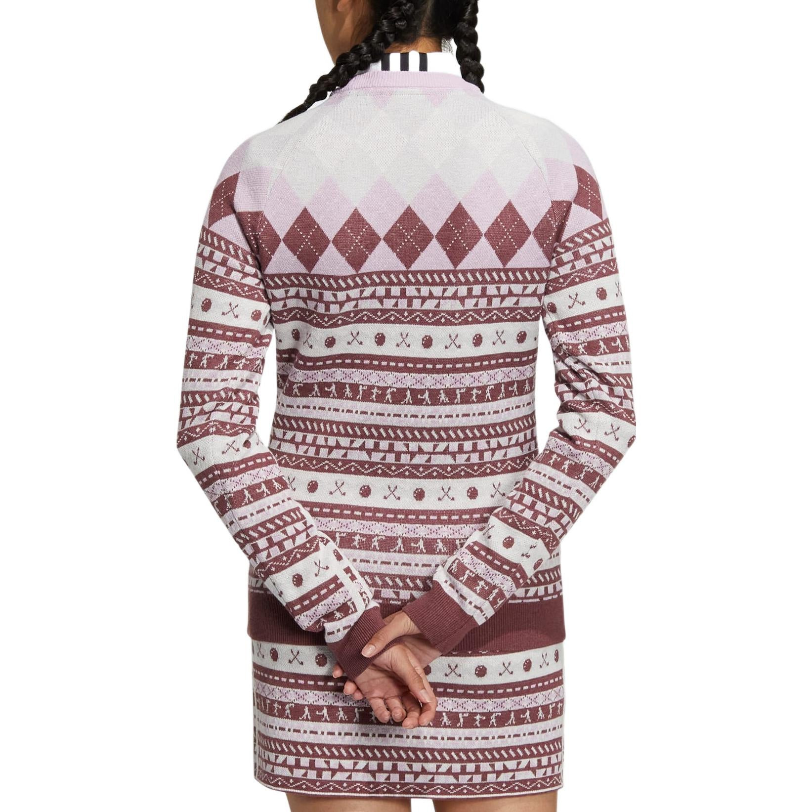 (WMNS) adidas Graphic Long Sleeve Pullover Sweater 'Burgundy White' HG8213 - 3