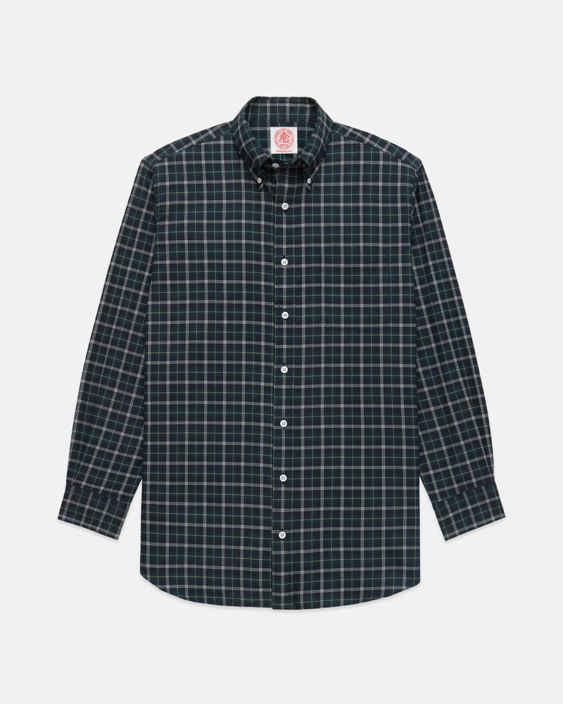 J. PRESS MADE-IN-USA THOMAS MASON BLUE & BLACK TARTAN BROADCLOTH SPORT SHIRT - CLASSIC FIT outlook