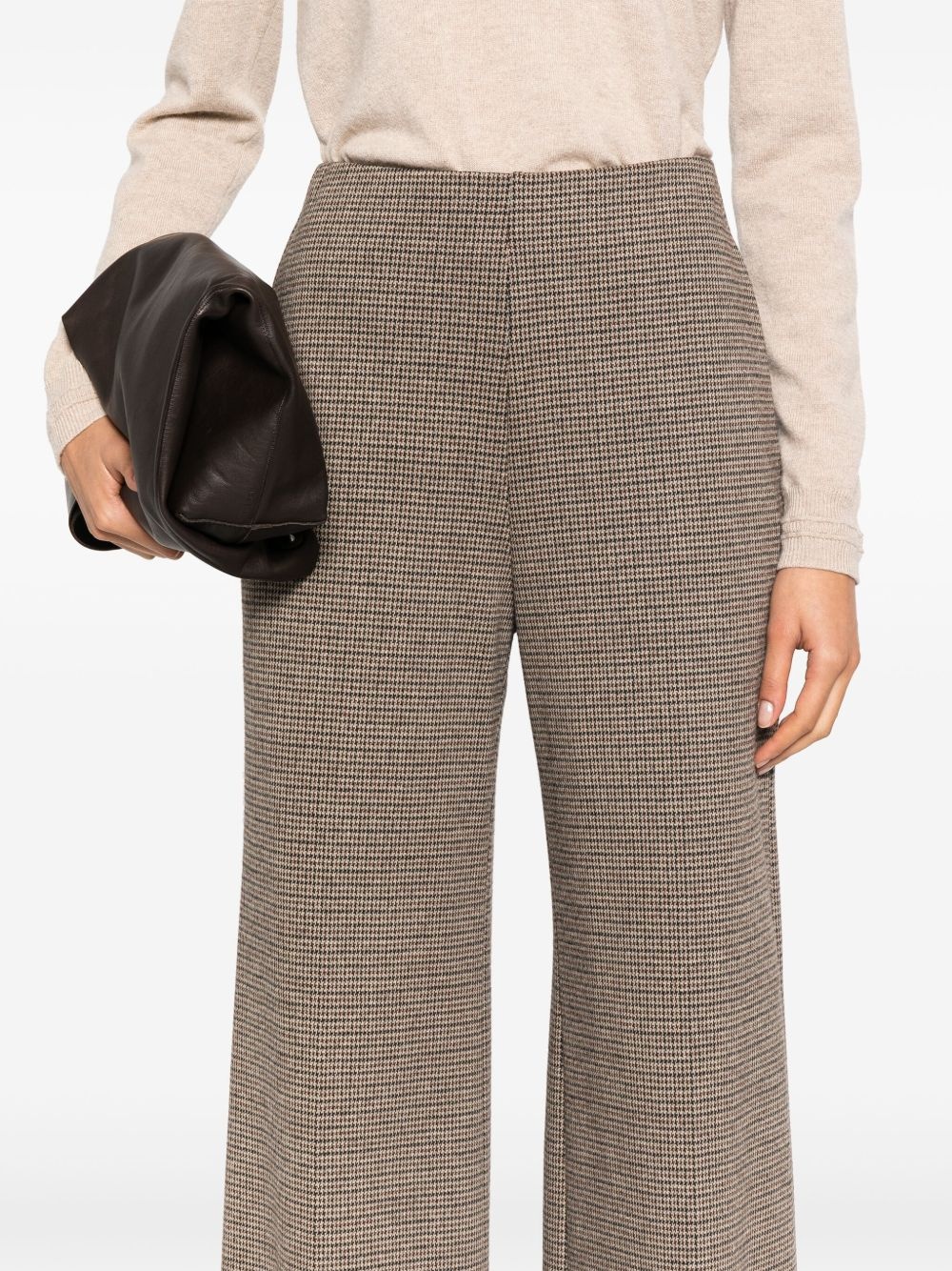 tattersall-check flared trousers - 5