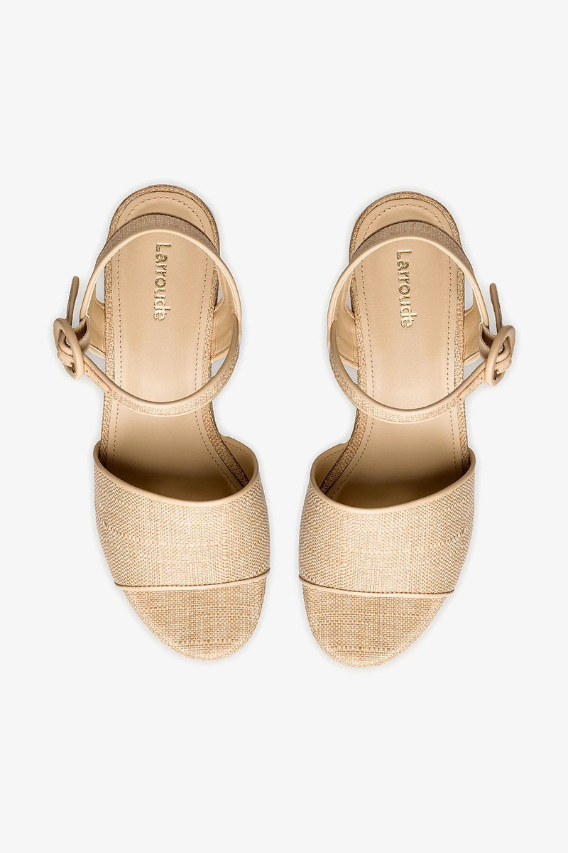Miso Platform Strap Sandal In Beige Raffia 6