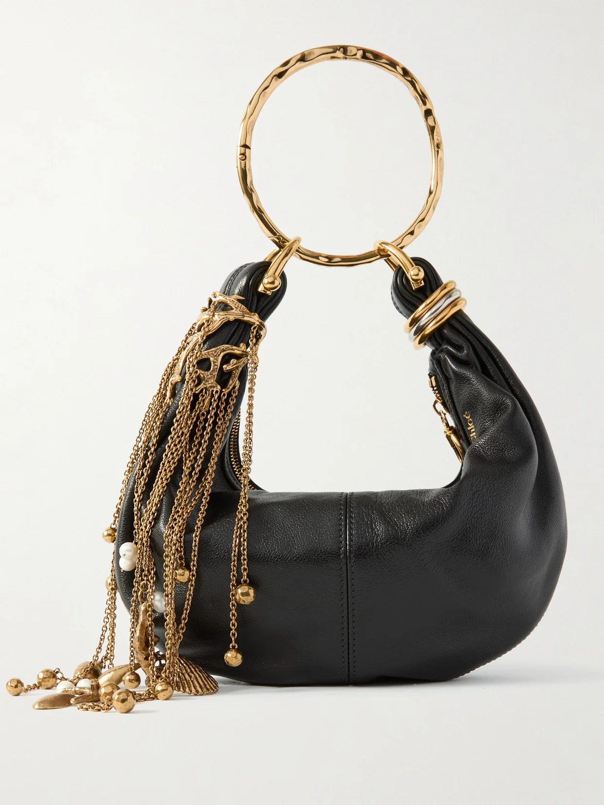 Bracelet Embellished Textured-leather Tote - 1