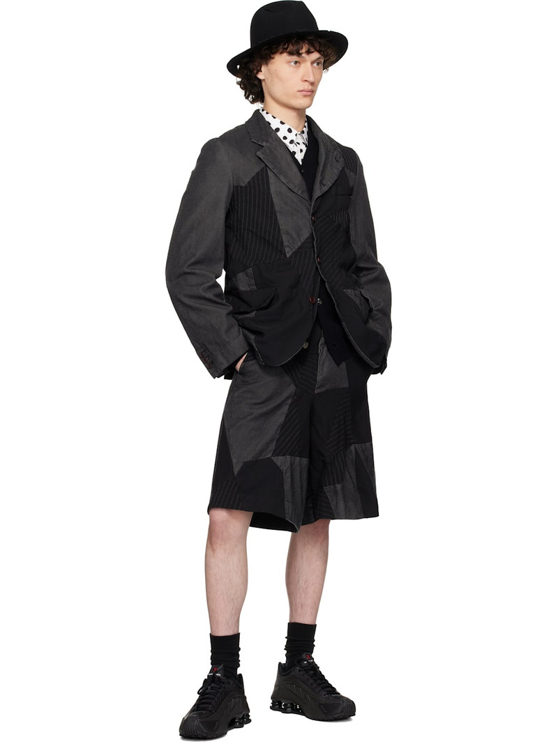 BLACK COMME des GARÇONS Black Gabardine Patchwork Shorts outlook