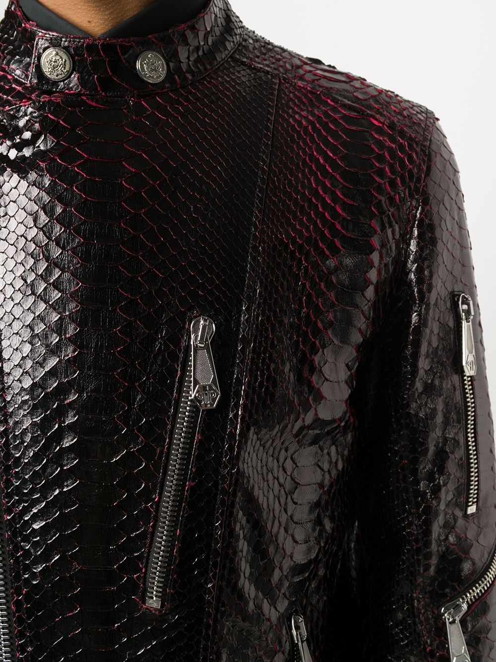 pythonskin-effect biker jacket - 5