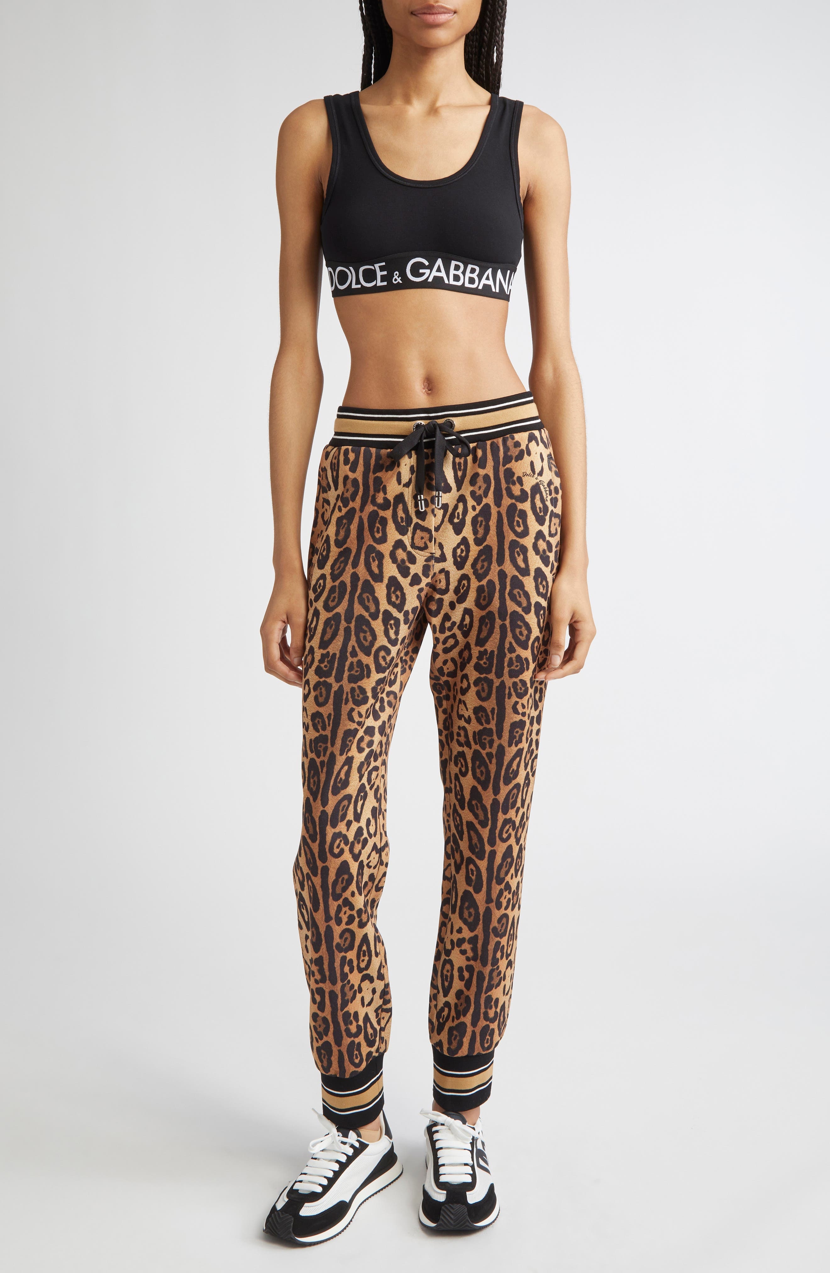 Dolce&Gabbana Leopard Print Joggers in Hynbm Leo Fondo Naturale at Nordstrom - 2