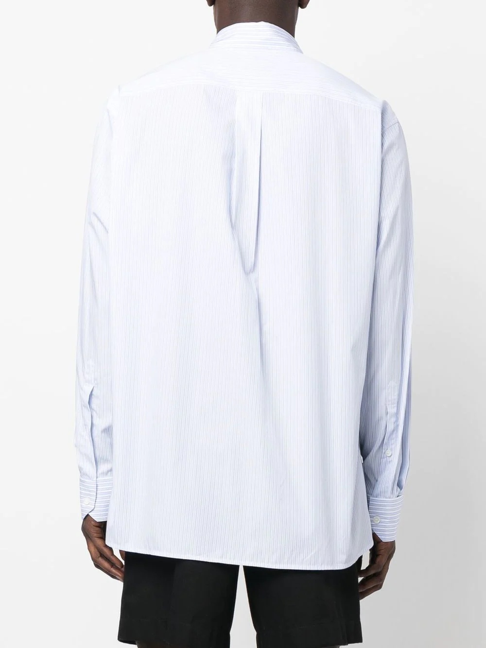 pinstripe logo-embroidered shirt - 4