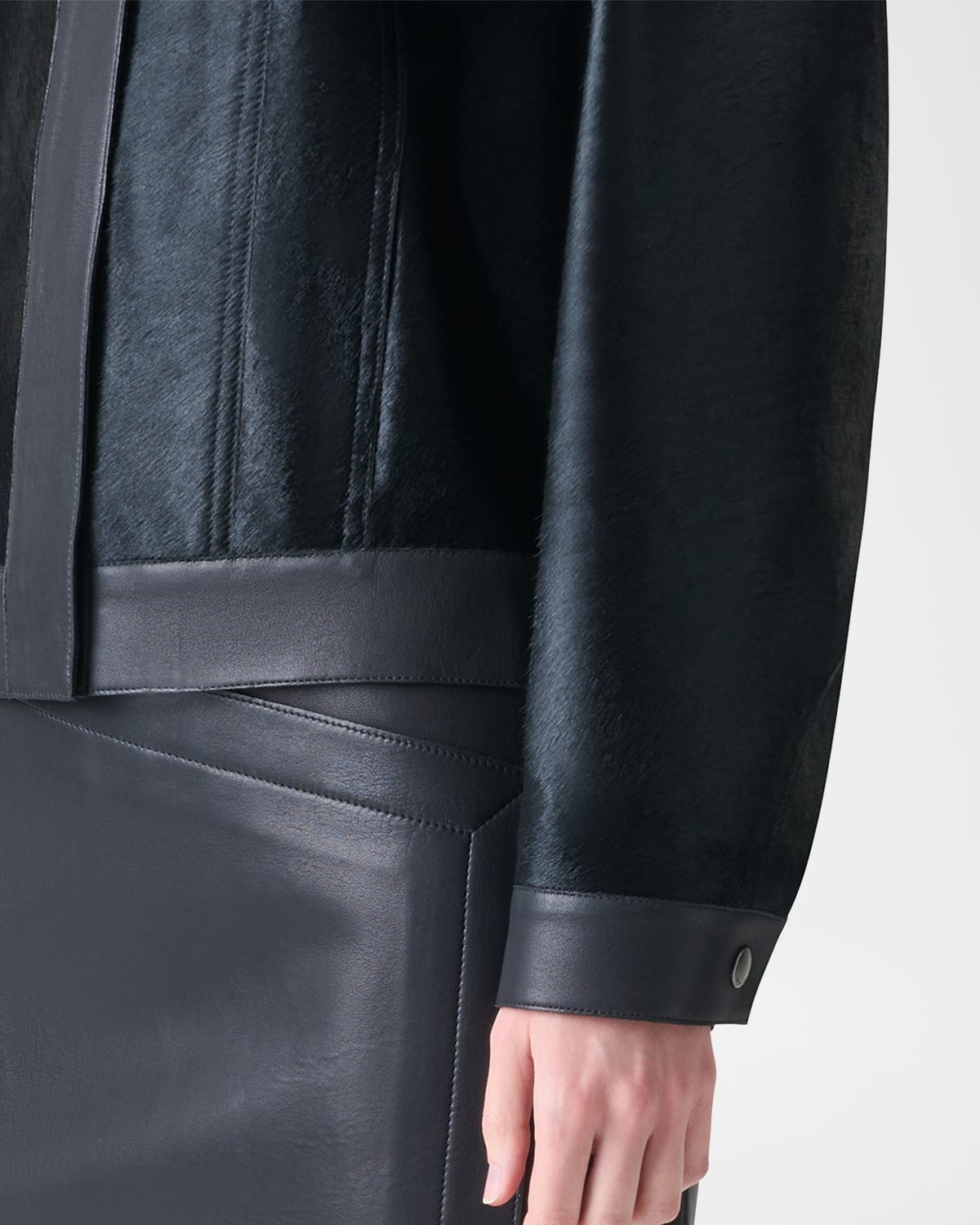 Gemini Calf Shearling and Leather Trucker Jacket - 6