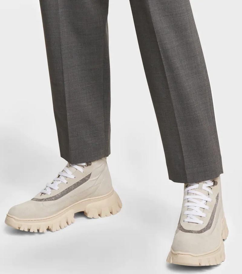 Embellished suede high-top sneakers 4