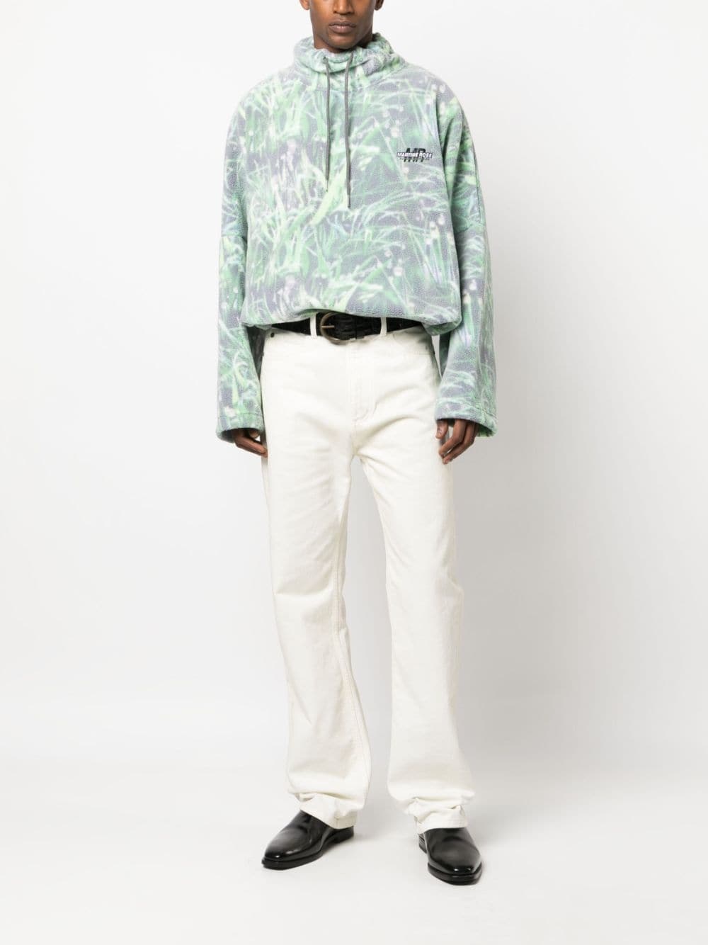 grass-print fleece-texture sweatshirt - 2