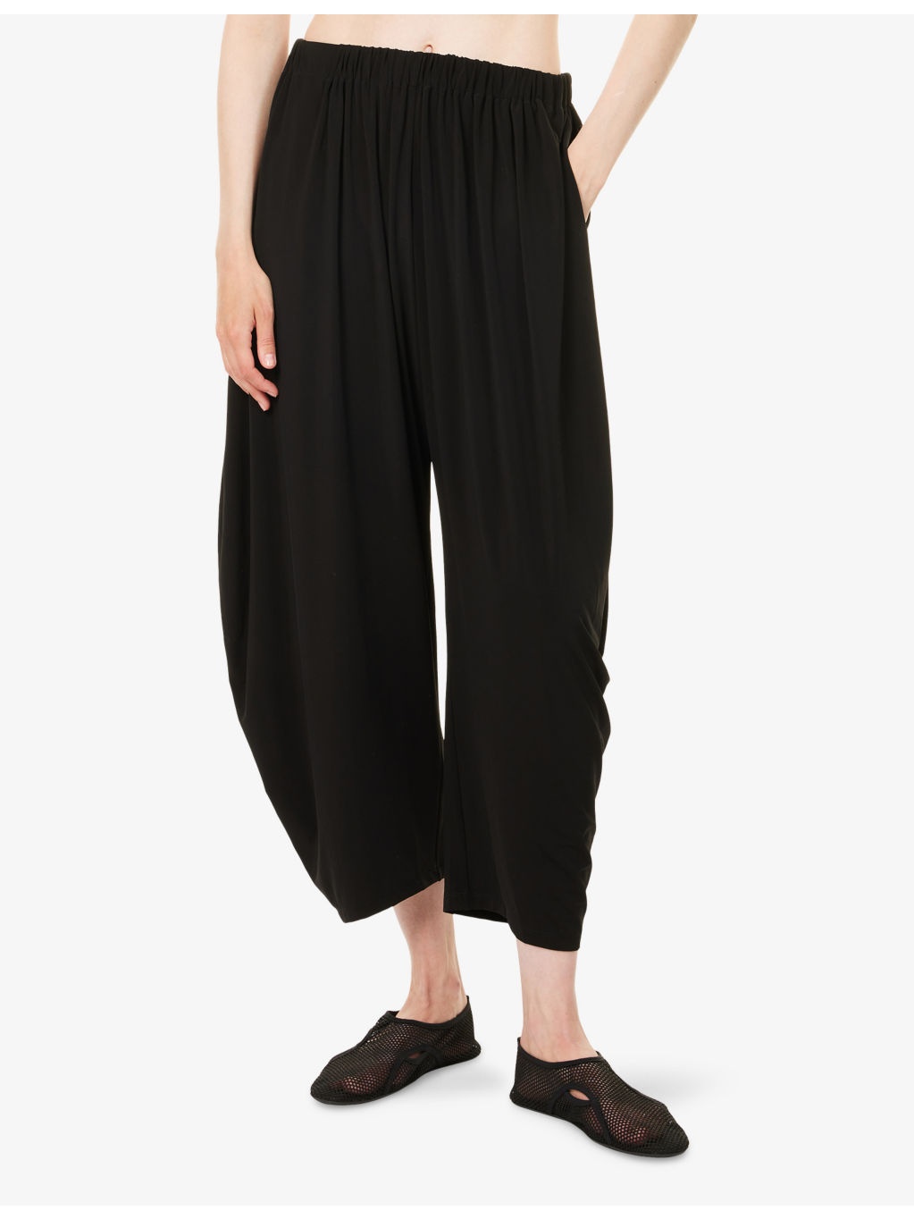 Draped Crop-Leg Woven Trousers - 3