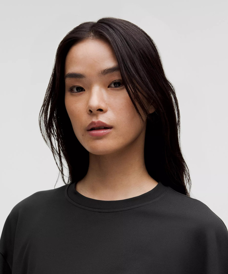 Soft Jersey Relaxed Cinchable Crewneck Long-Sleeve Shirt 4