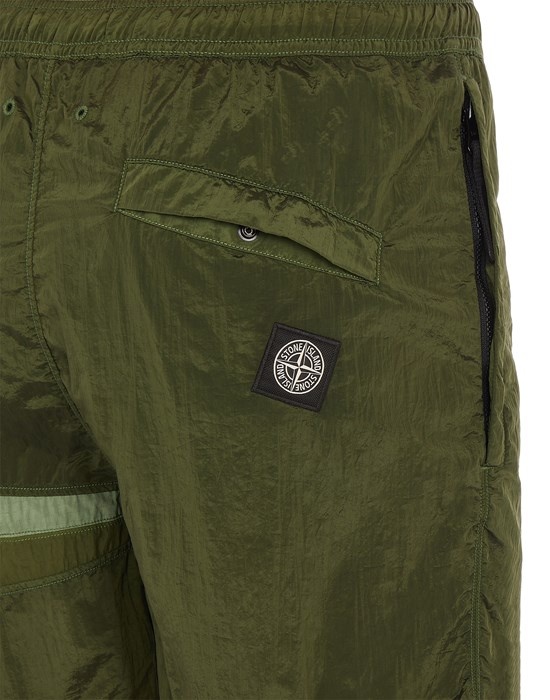 B0142 NYLON METAL IN ECONYL® REGENERATED NYLON_ STAR INLAY_ GARMENT DYED OLIVE GREEN - 3