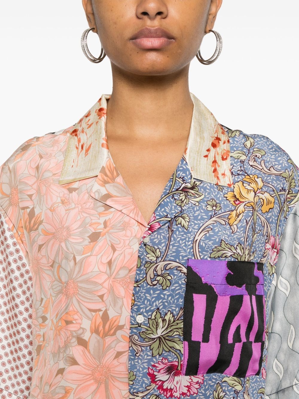 mix-print silk shirt - 5