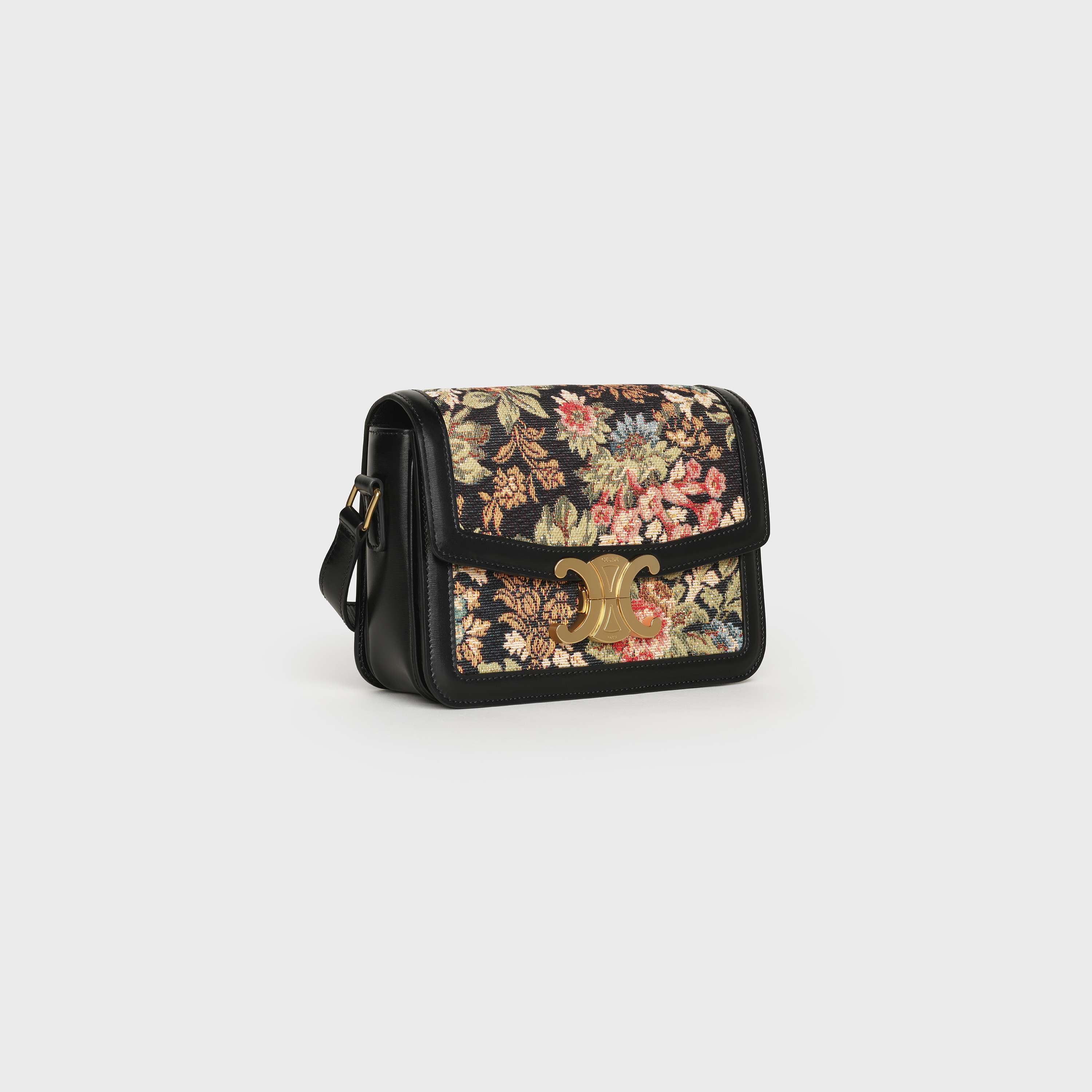 TEEN TRIOMPHE BAG  IN  FLORAL JACQUARD AND CALFSKIN - 2