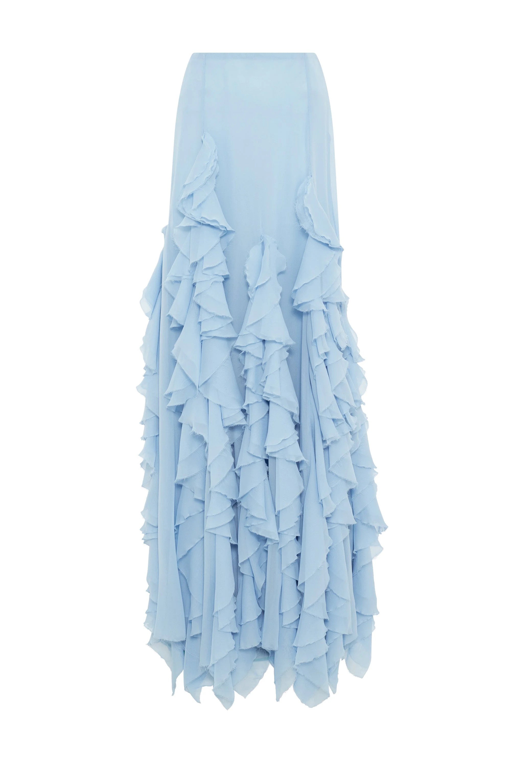 Espina Skirt in Light Blue Silk Georgette with Custom Ruffles - 1