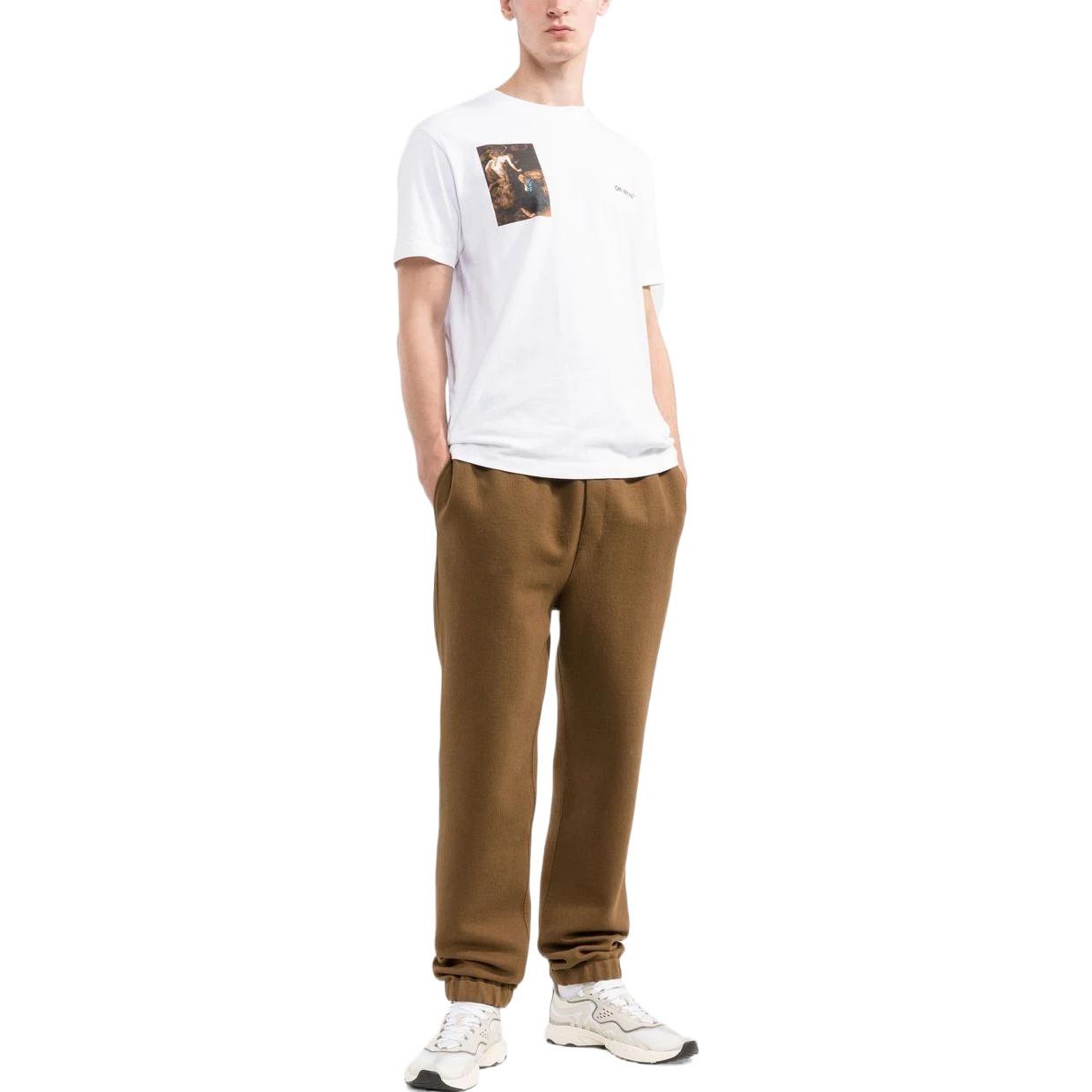 Men's Off-White FW22 Character Printing Round Neck Short Sleeve Ordinary Version White T-Shirt OMAA0 - 2