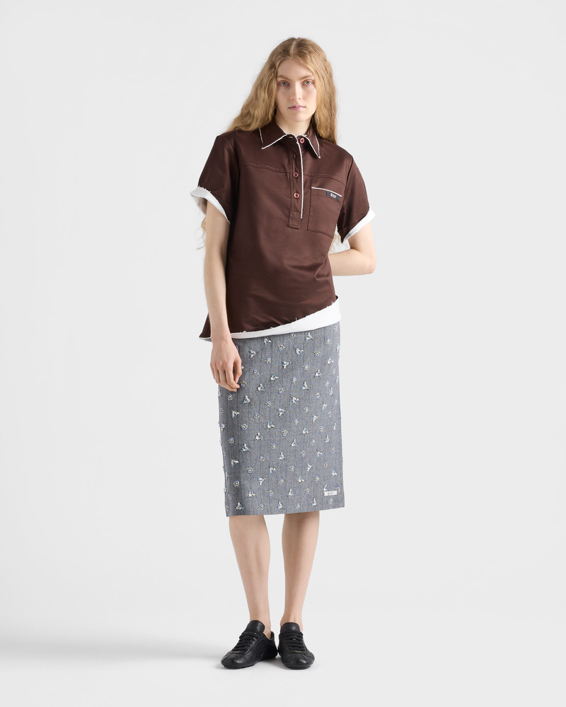 Prada Embellished pinstripe wool midi-skirt outlook