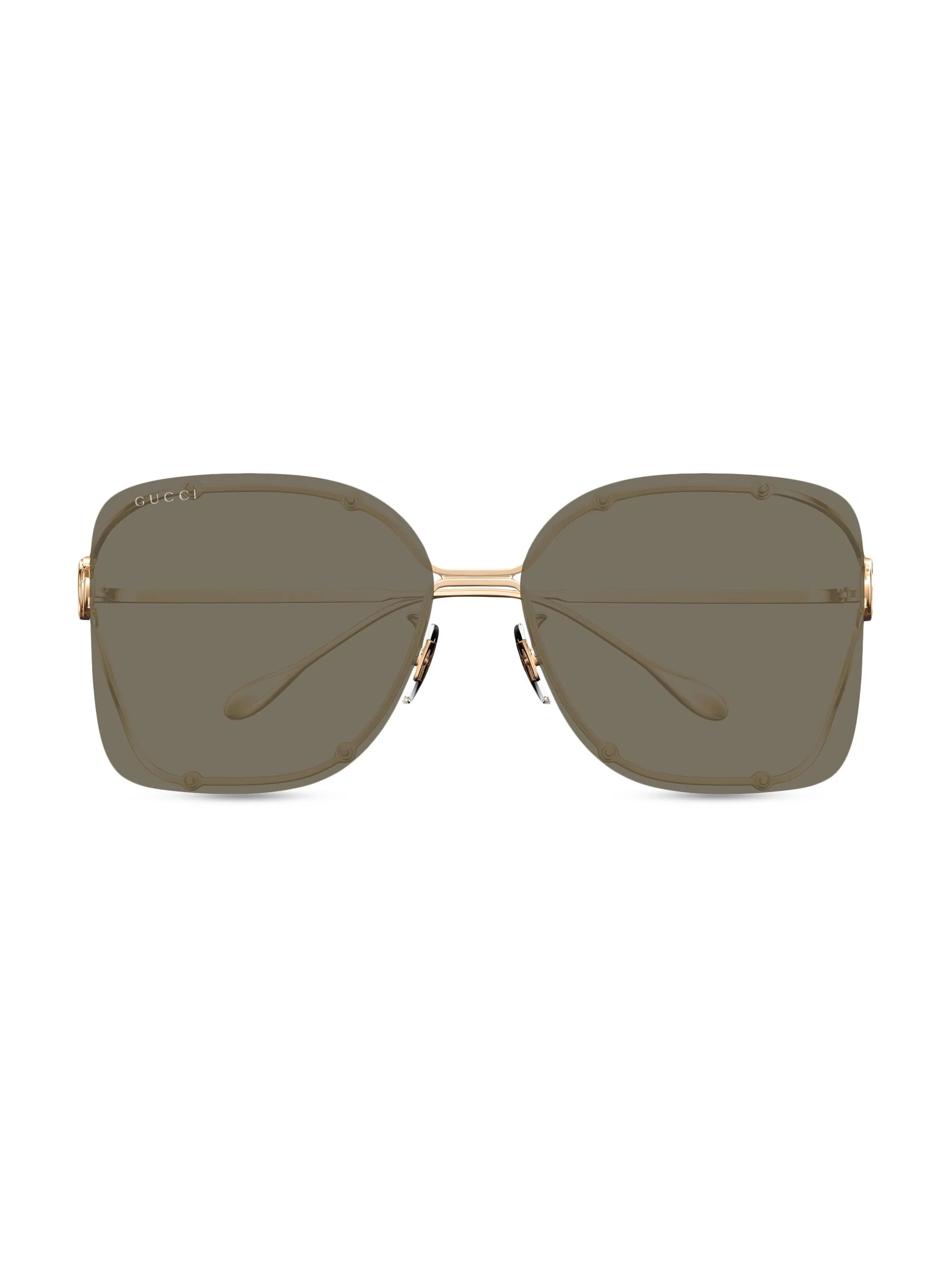 Women's Flat & Bend 60MM Squared Sunglasses - Dark Taupe Gold - 1