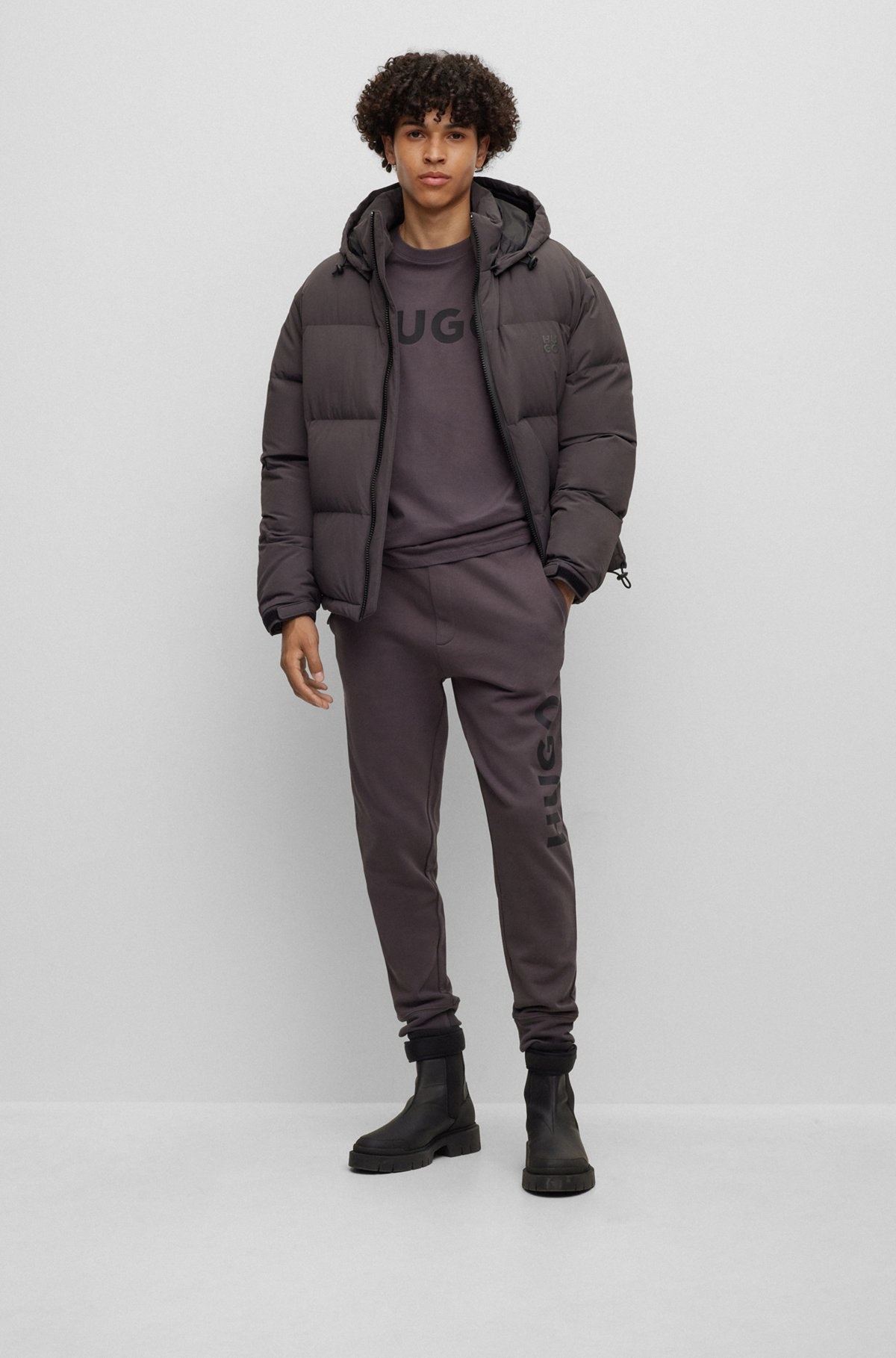 WATER-REPELLENT DOWN JACKET WITH DETACHABLE HOOD - 3