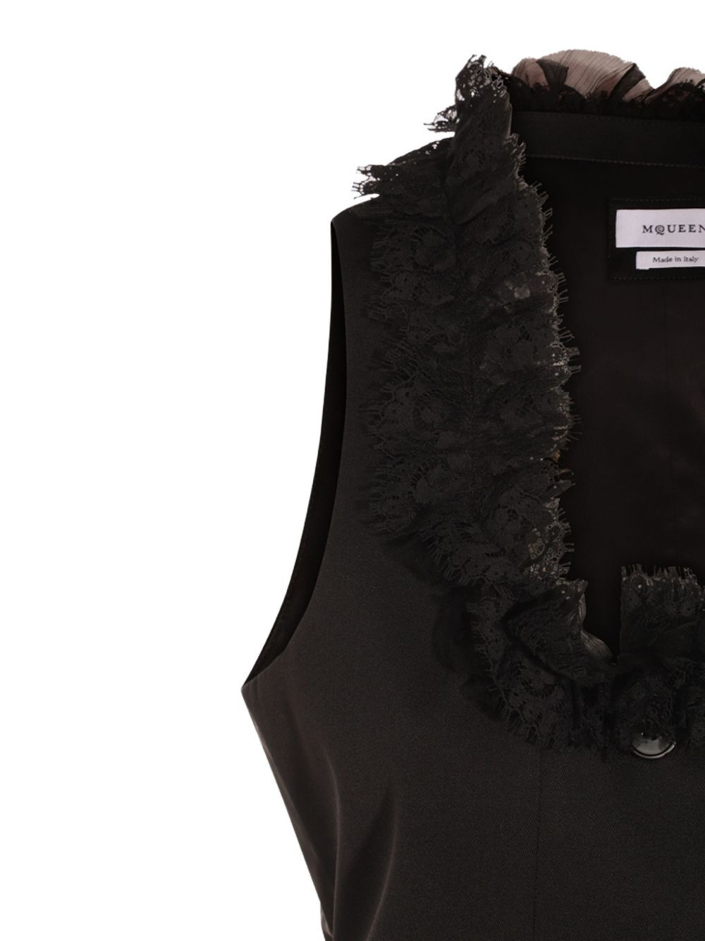lace-trimmed double-breasted waistcoat - 3