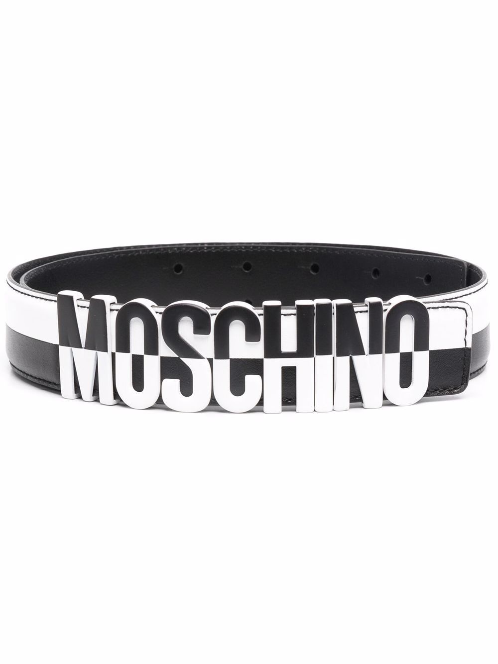 logo-lettering two-tone leather belt - 1