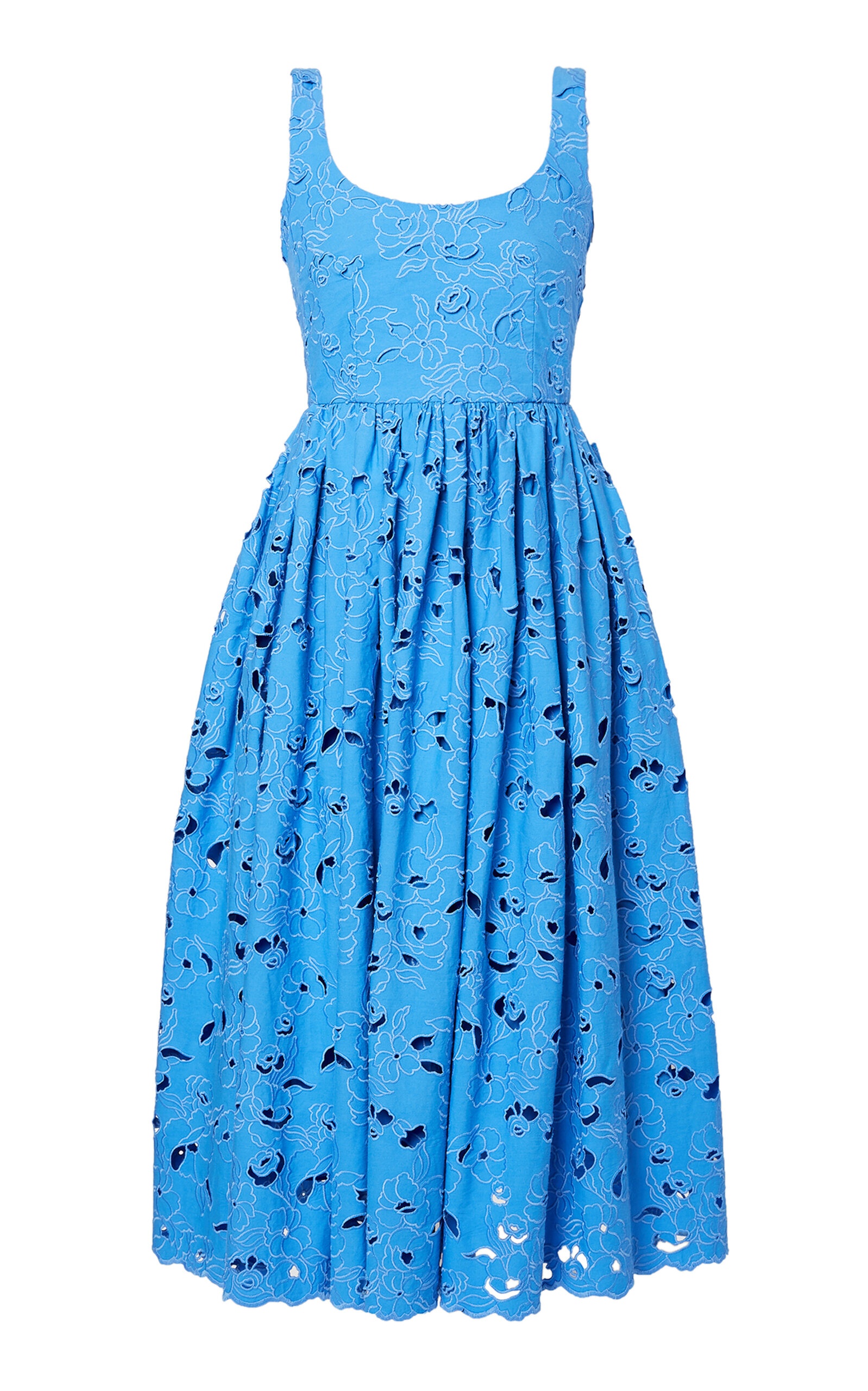 Cotton Lace Drop Waist Midi Dress blue - 1