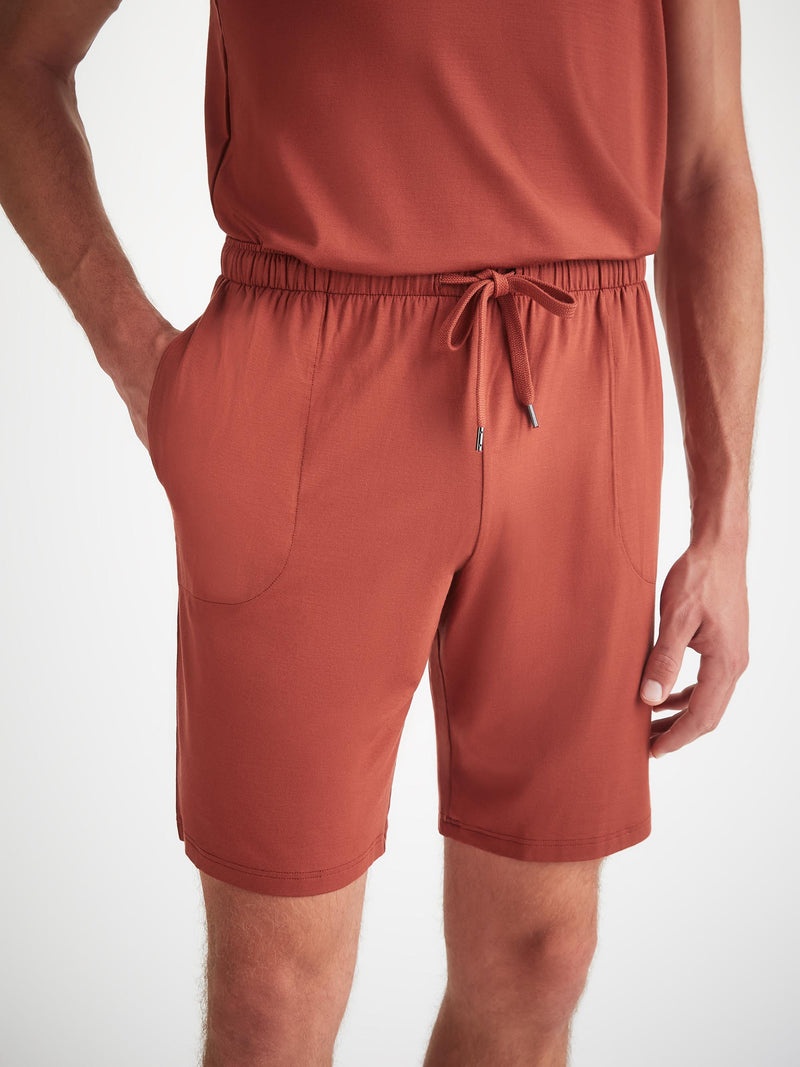 Men's Lounge Shorts Basel Micro Modal Stretch Rust Red - 5