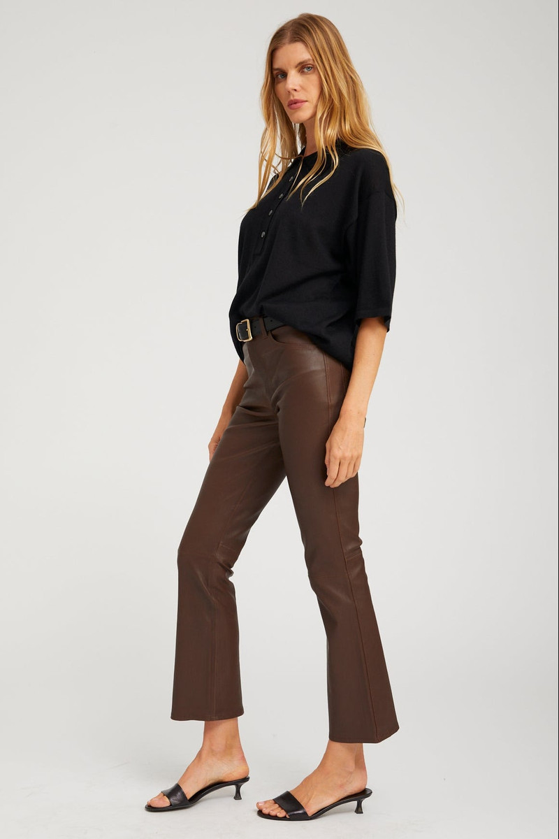 SPRWMN LEATHER 5 POCKET ANKLE FLARE outlook