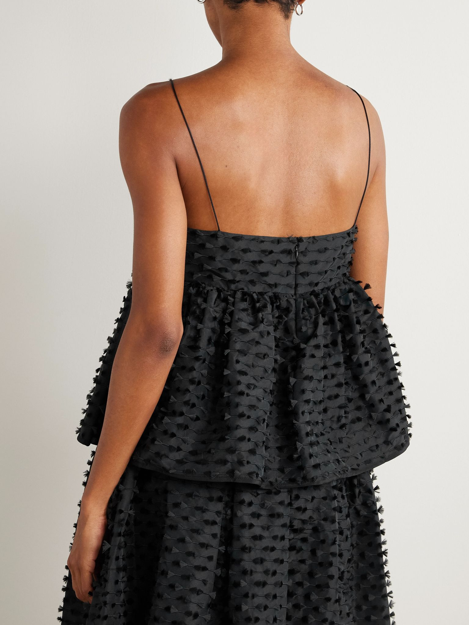 Babette fil coupé shell peplum top Black - 3
