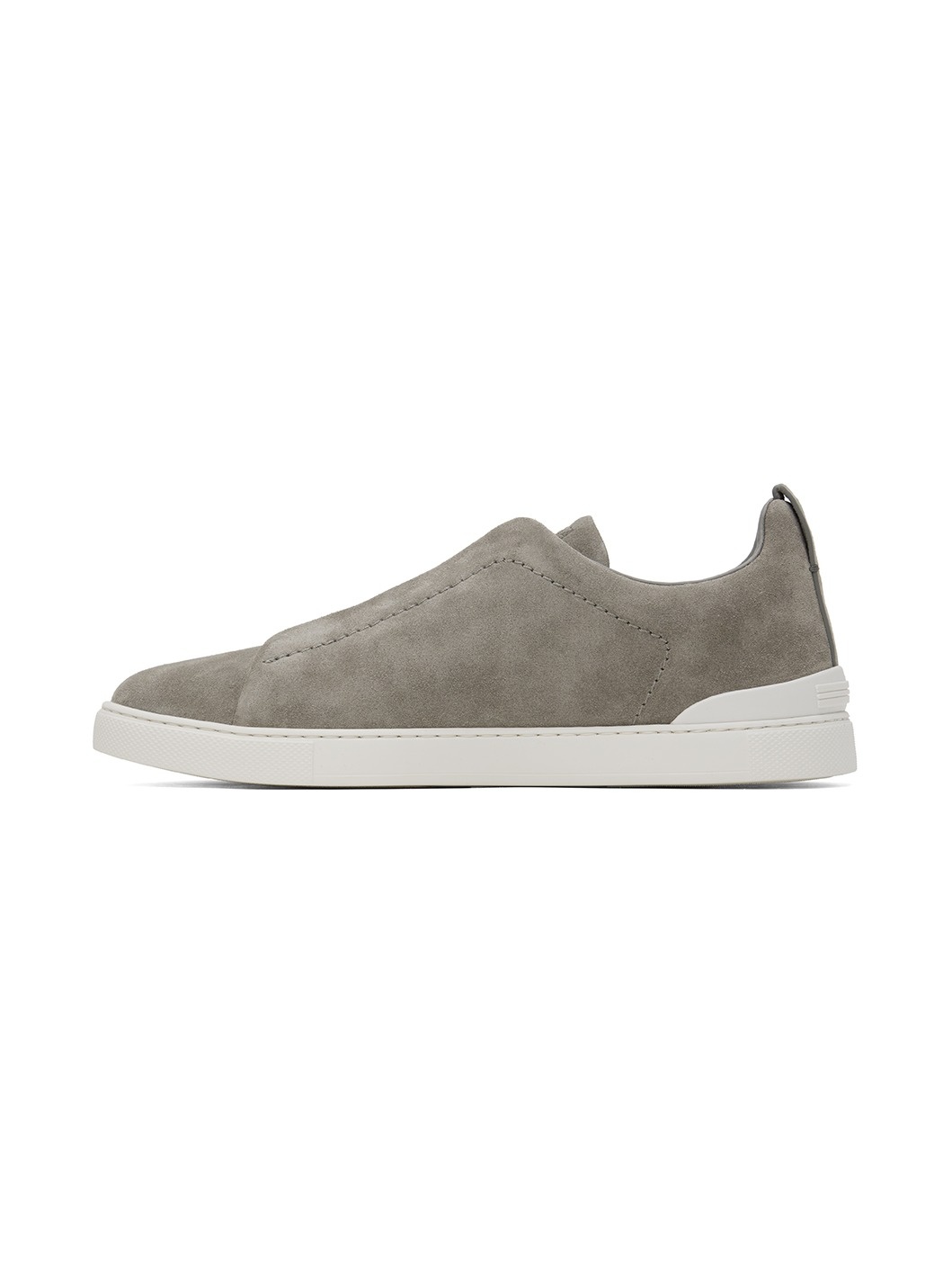 Gray Suede Triple Stitch Sneakers - 3