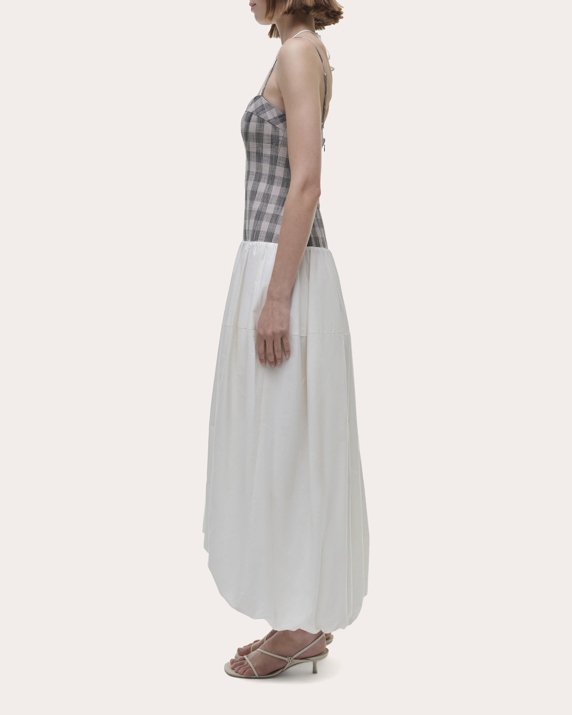 Pfeiffer Gingham Cotton Combo Bustier Midi Dress - 3