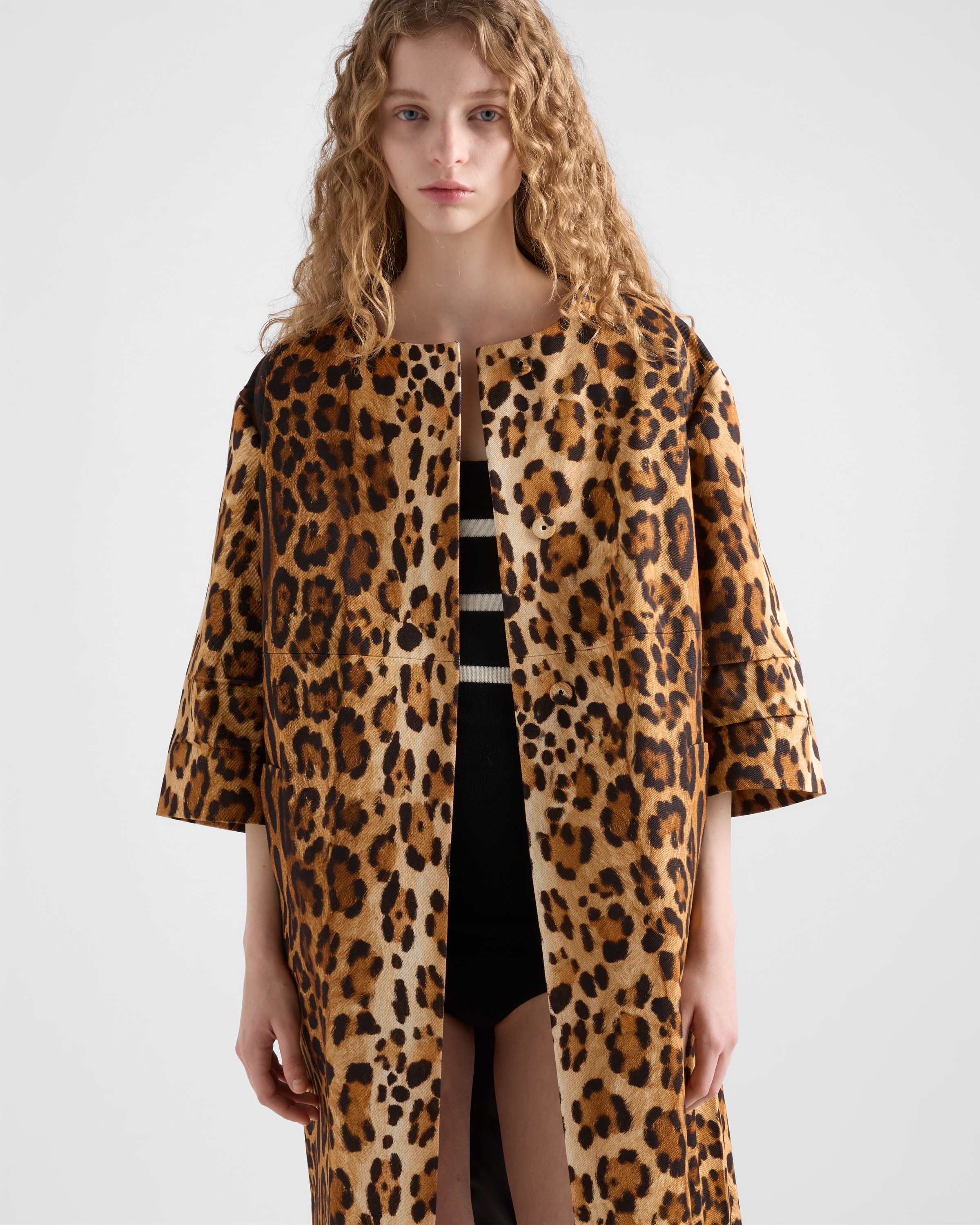 Single-breasted animal print drill coat - 6
