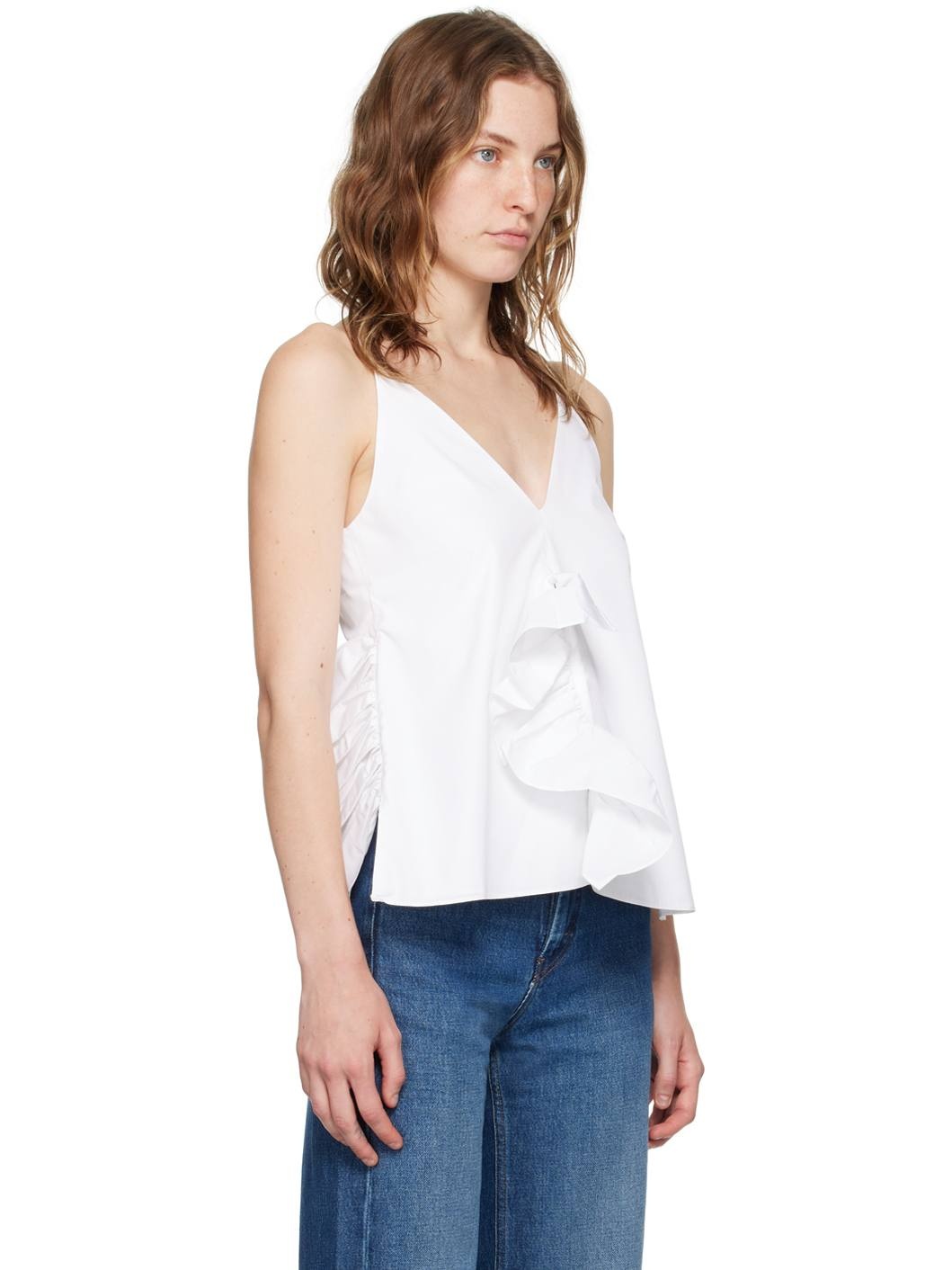 White Multi Slit Frill Tank Top - 2
