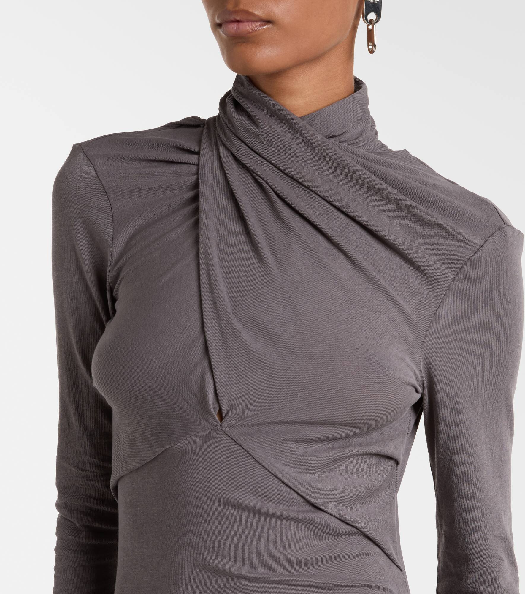 Draped ruched cotton-blend gown - 4