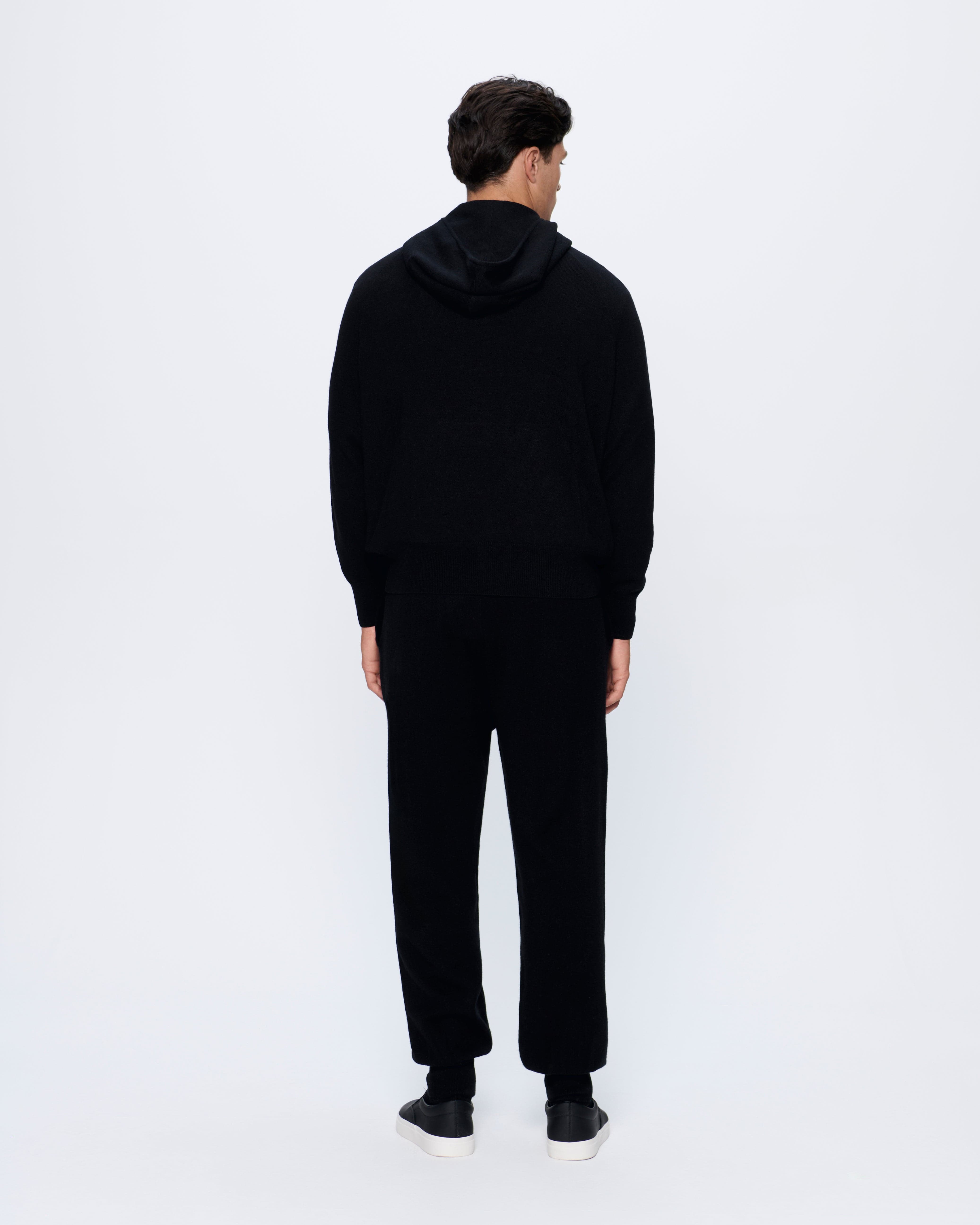 Mens Recycled Cashmere Track Pants - Black - 5