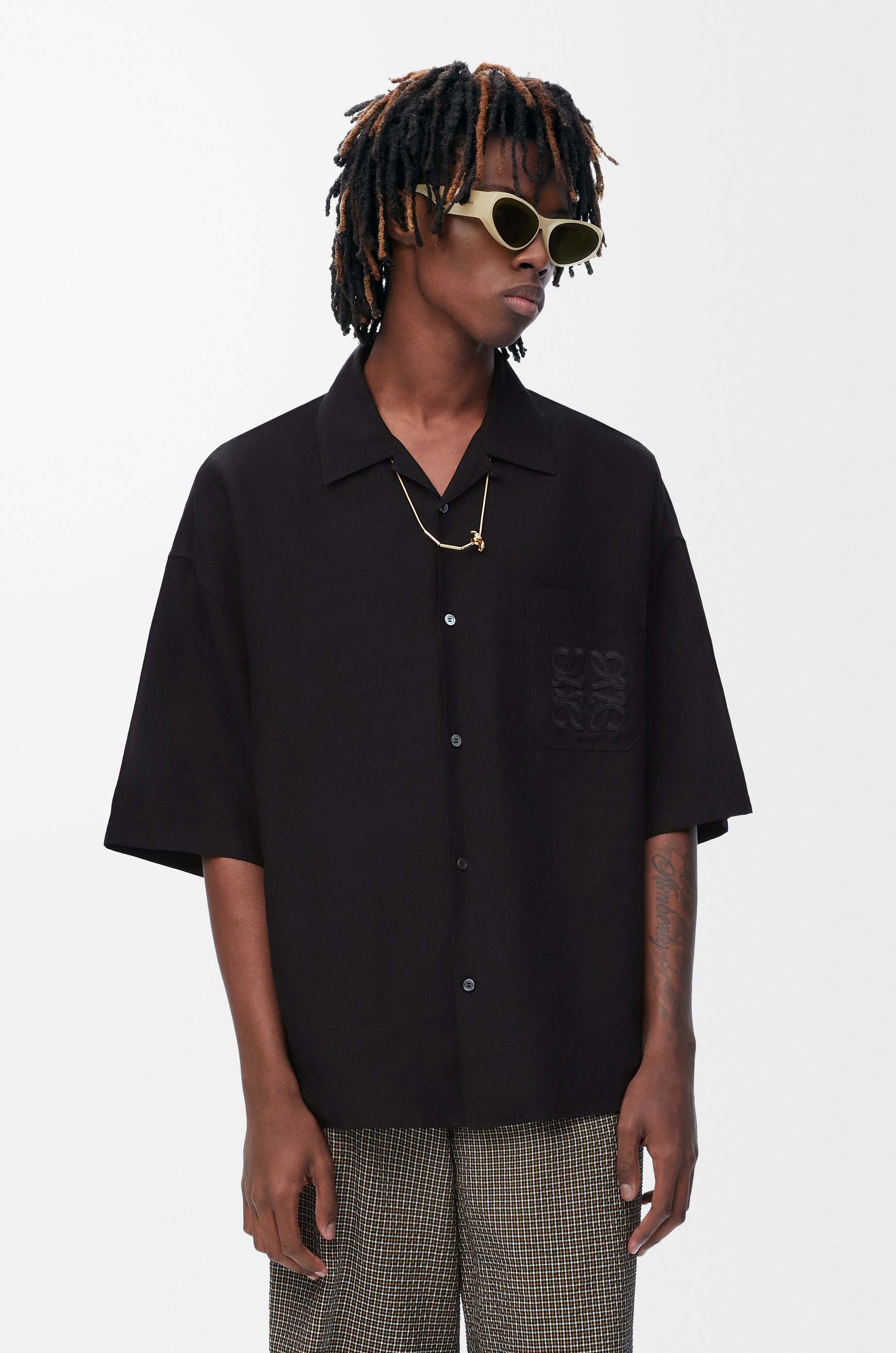 Short sleeve shirt in viscose and linen - 3