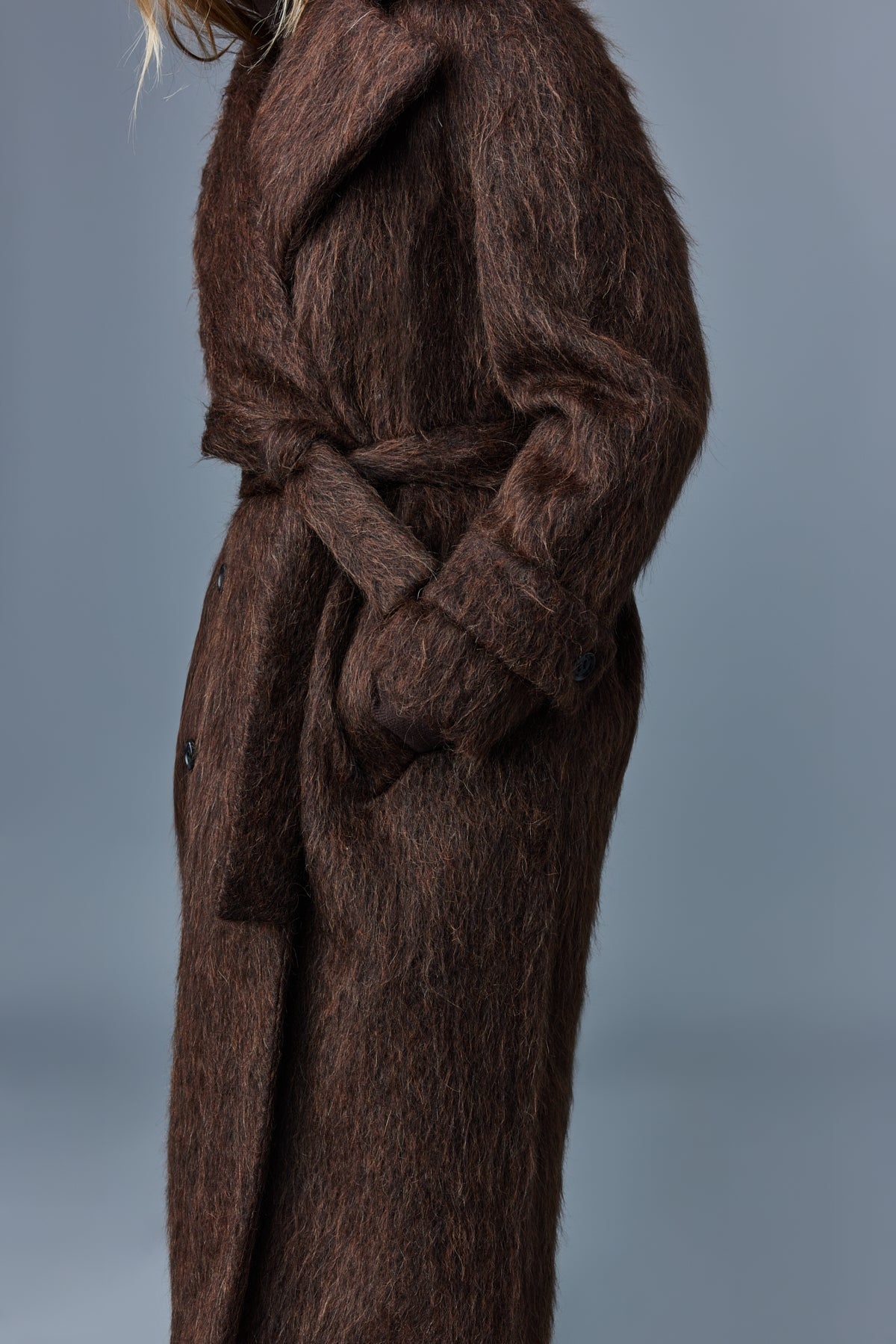 NALA mohair double-breasted coat with sash belt - 5