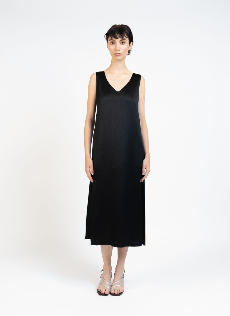 Sleeveless Maxi Dress/Textured Black - 1