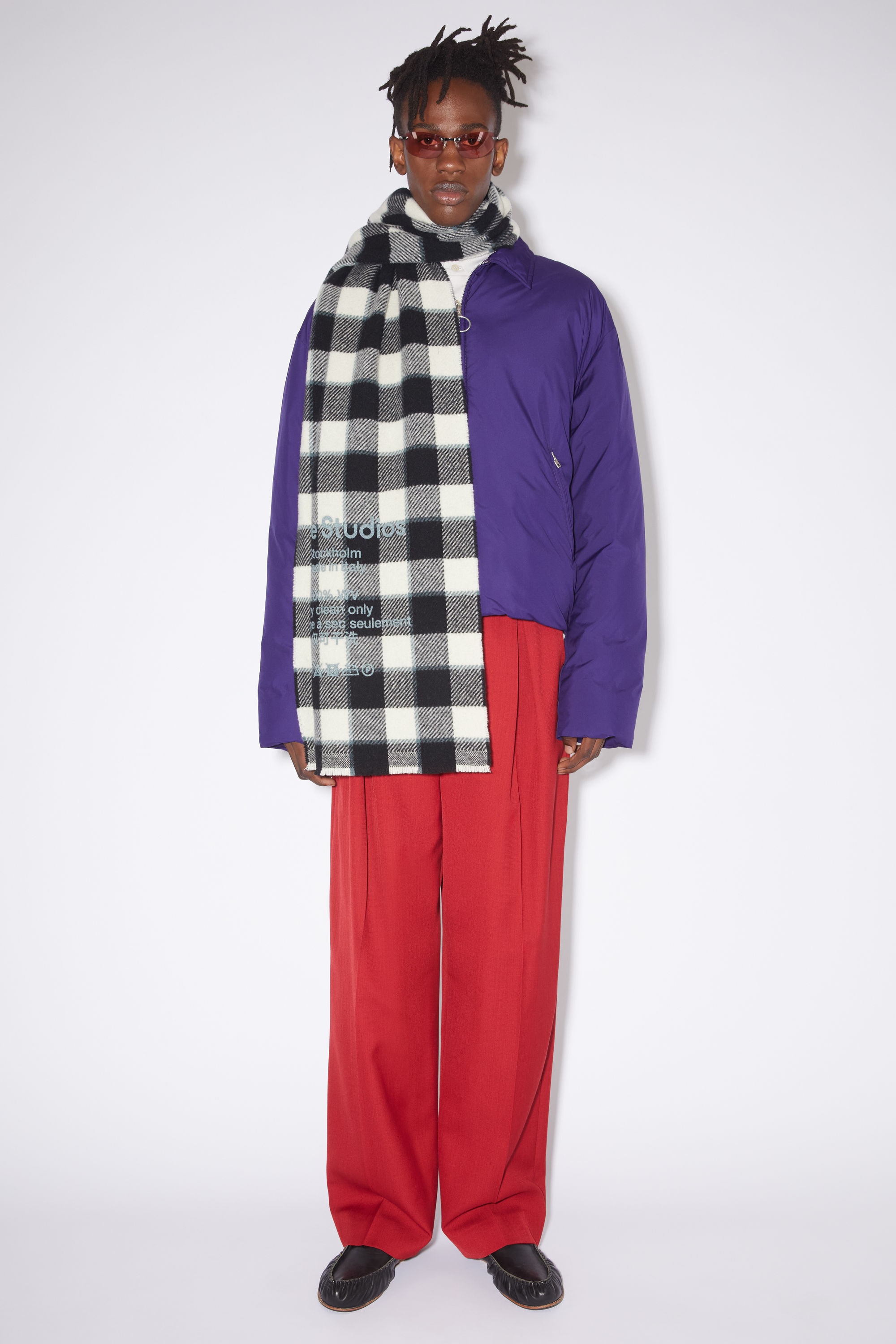 Checked wool scarf - Grey/black/white 3