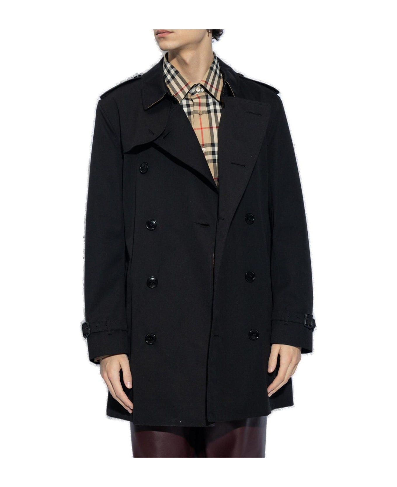 Double-breasted Belted-waist Trench Coat - 2