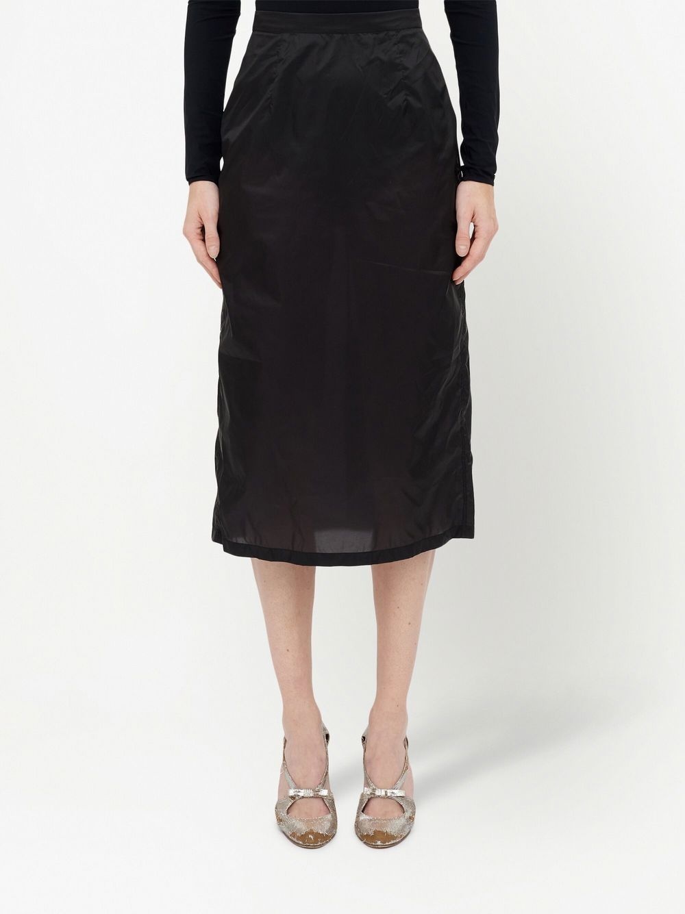 high-waisted chiffon straight skirt - 2