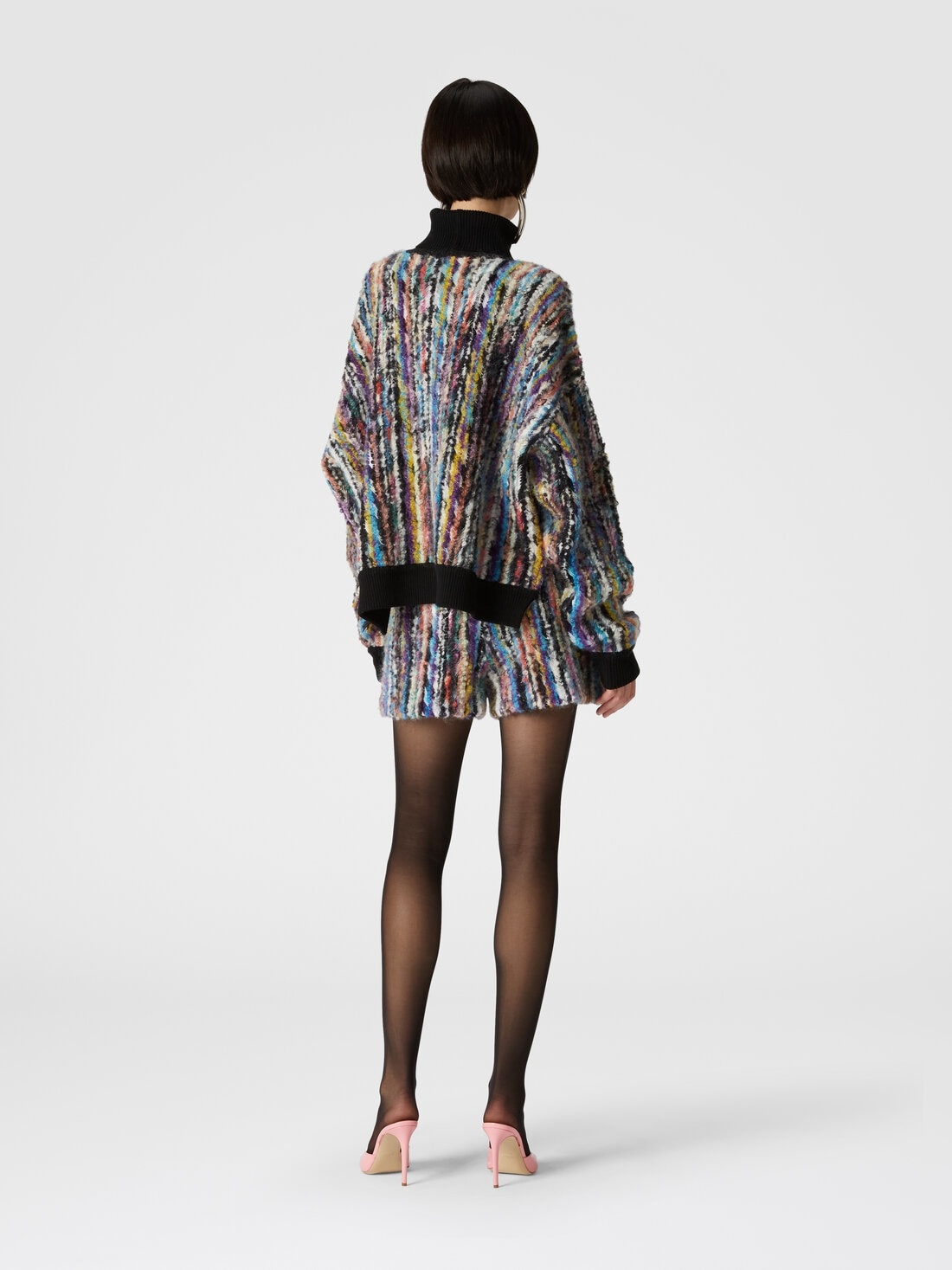 High-neck pullover in wool and bouclé mohair - 3