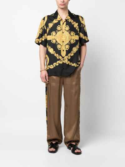 VERSACE Barocco-print wide-leg trousers outlook