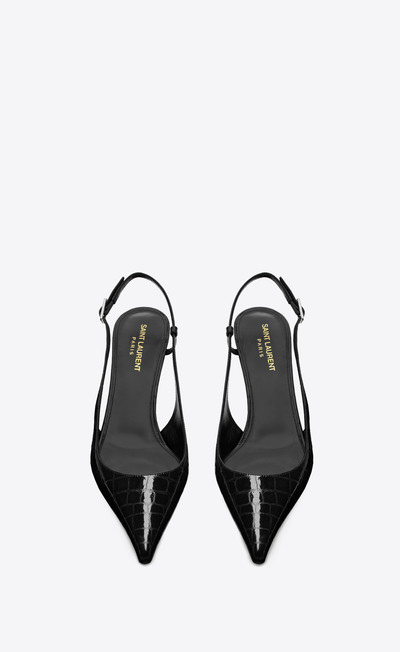 SAINT LAURENT vendome slingback pumps in crocodile-embossed leather outlook