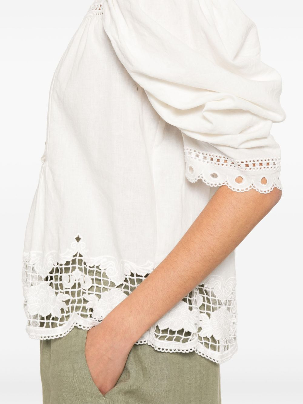 floral-embroidered blouse - 5