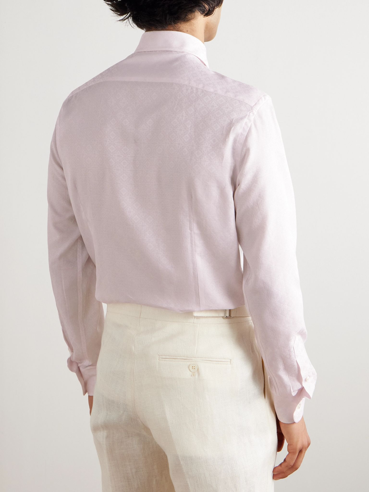 Roma Cotton-Jacquard Shirt Pink - 3